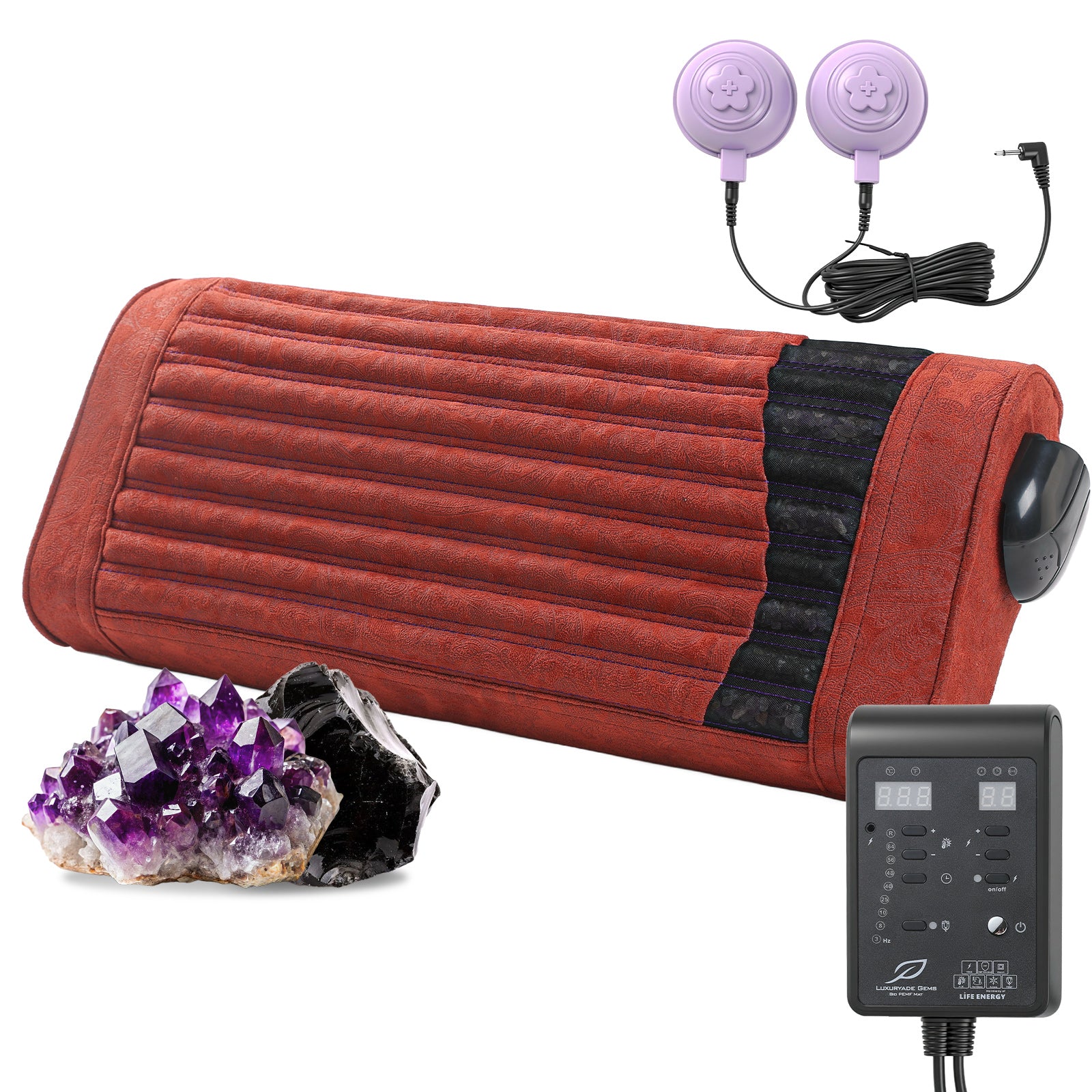 Crystal Biomat Heating Pillow Amethyst Jade Gem Massage Pillow With Far Infrared PEMF Therapy