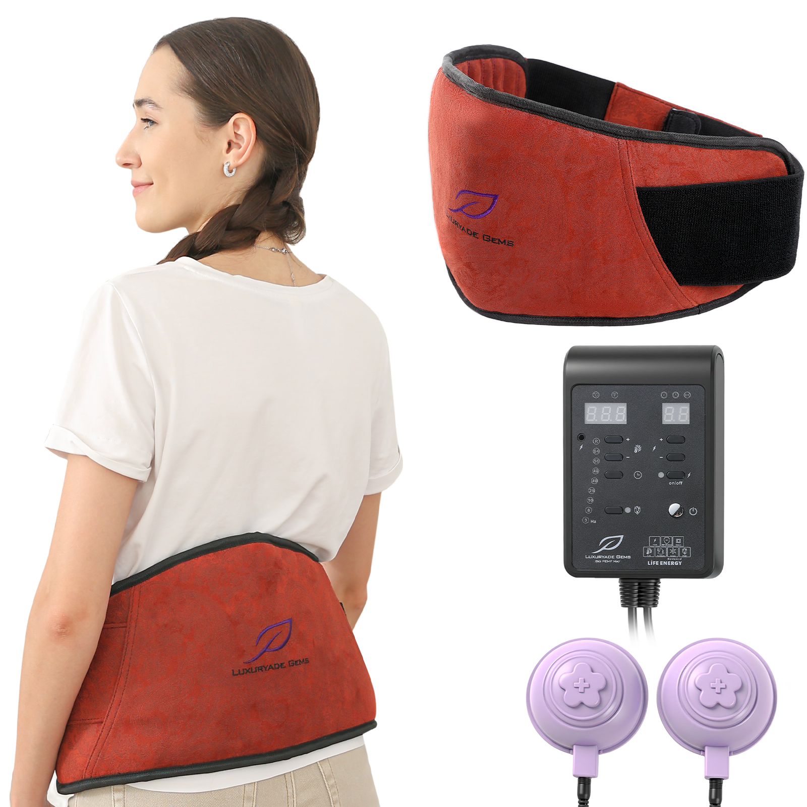 Luxuryade Gems 3-in-1 Bio-Infrared Heating Belt | 3-64Hz Bio PEMF Healing