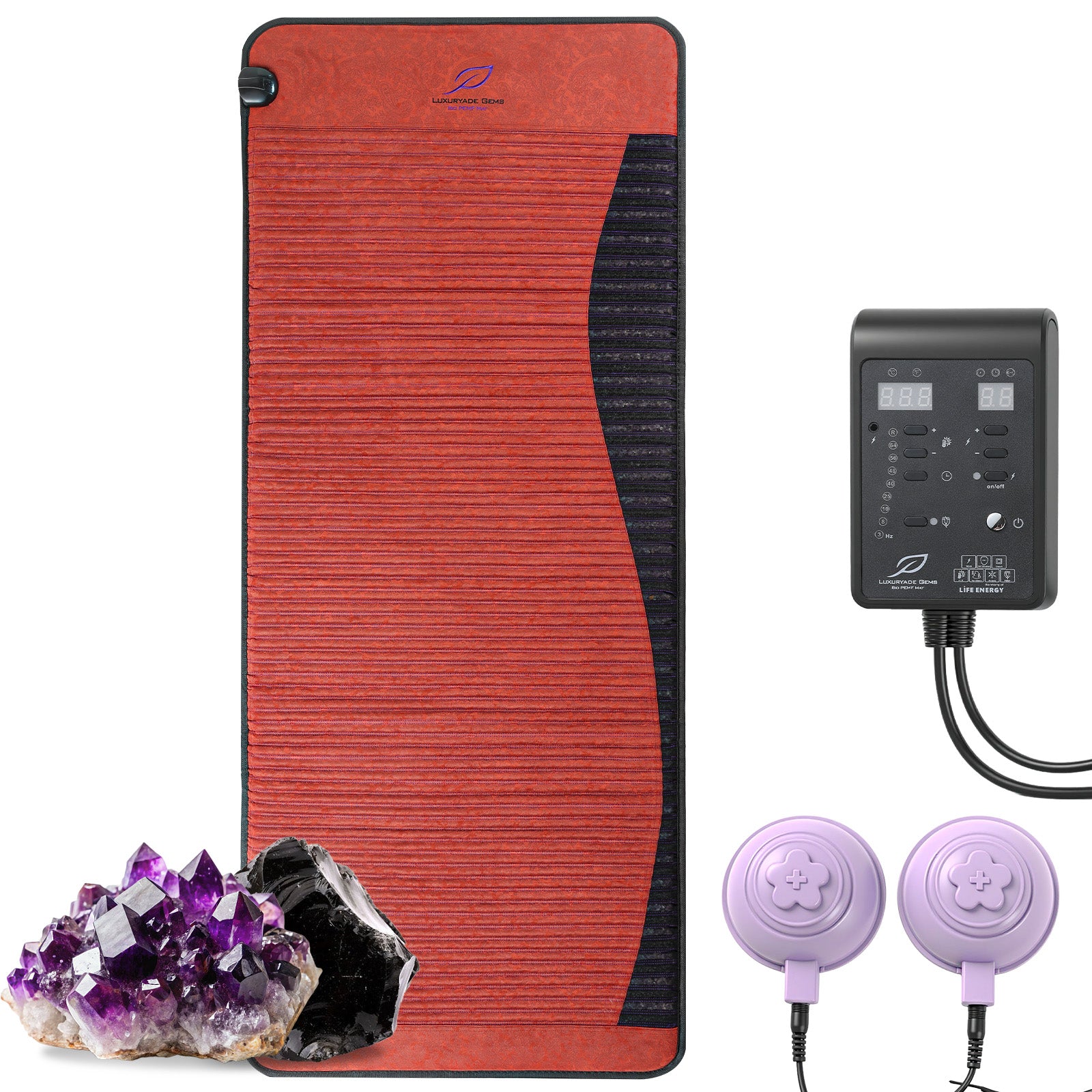 D190-Max-32x75'' Amethyst™ Mat: Professional Crystal Healing with Natural Jade & 3-64Hz Bio PEMF