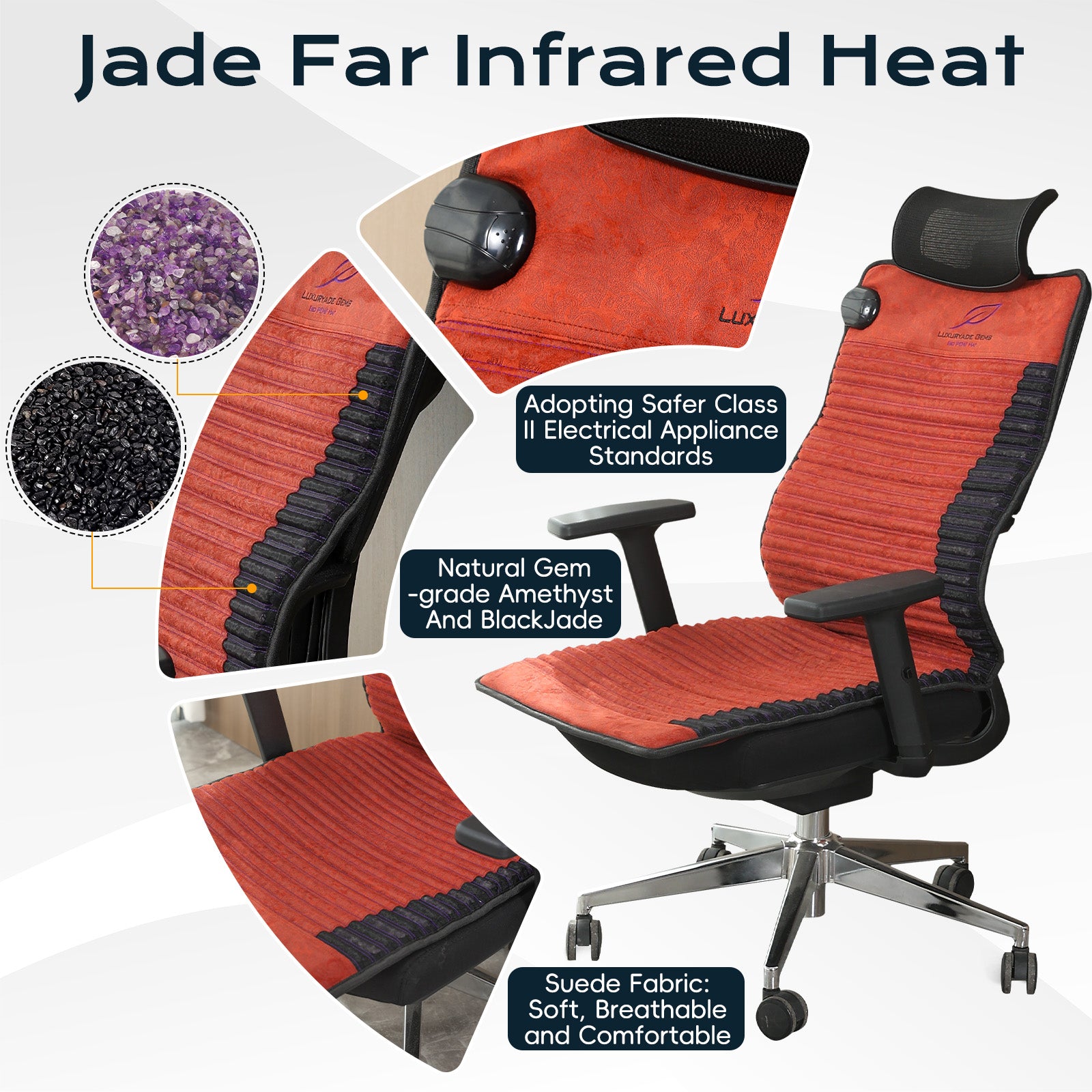 Natural Amethyst Crystal Tourmaline Heated Mattress Far Infrared Red Light Therapy Pemf Mat