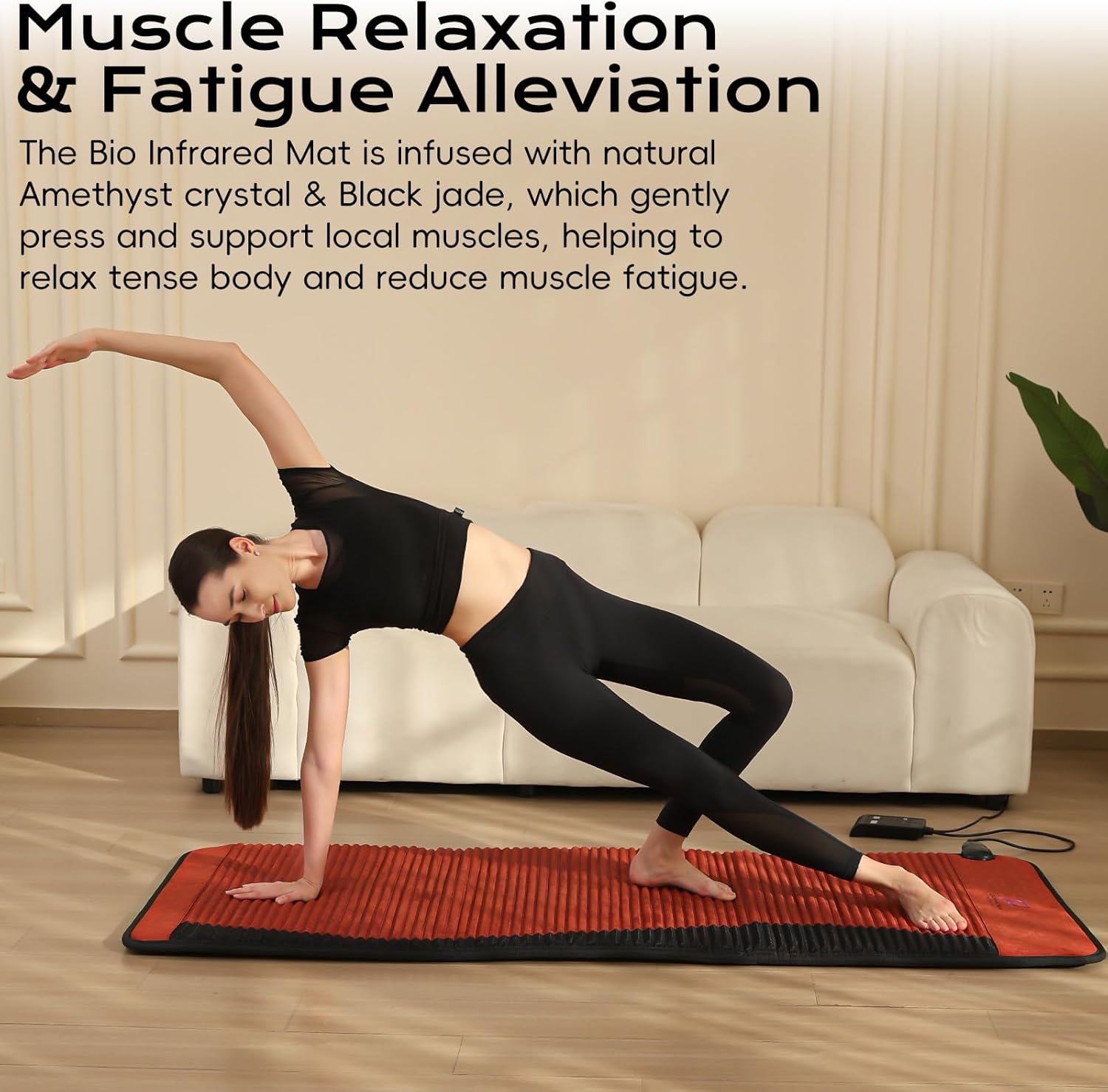 D190-Max-32x75'' Amethyst™ Mat: Professional Crystal Healing with Natural Jade & 3-64Hz Bio PEMF