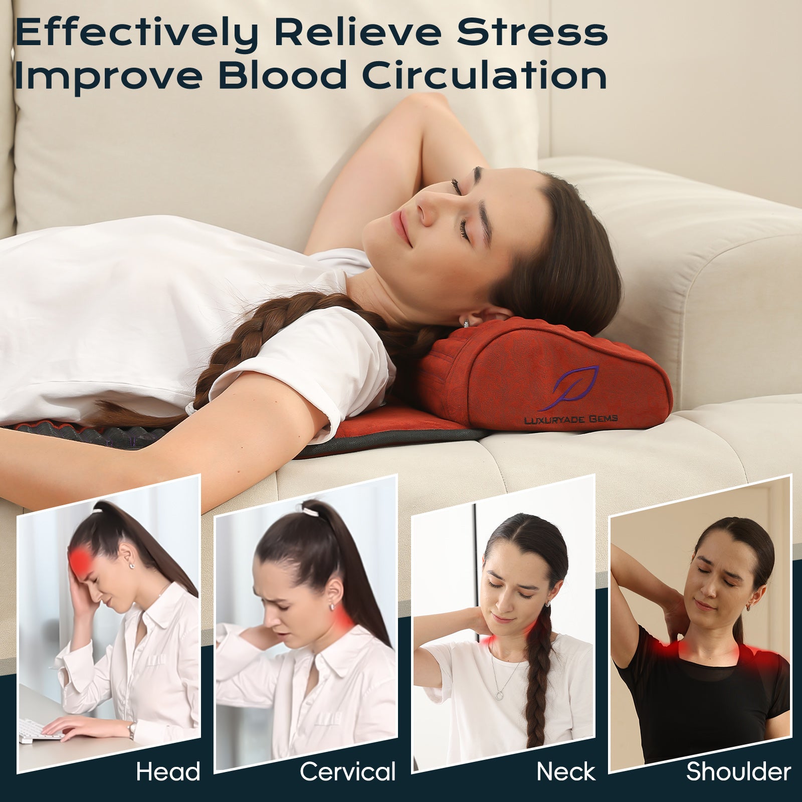 Crystal Biomat Heating Pillow Amethyst Jade Gem Massage Pillow With Far Infrared PEMF Therapy